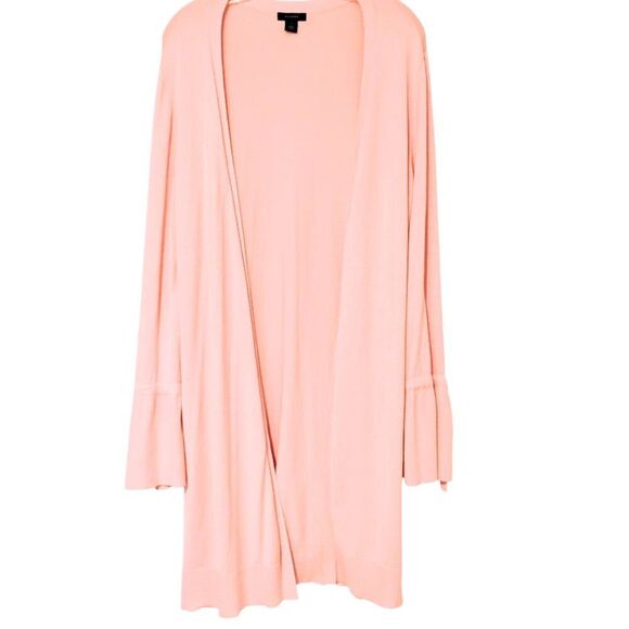 Halogen Cardigan Sweater Womens Lightweight Long Whimsical Bell Sleeves Pink L - Picture 6 of 14